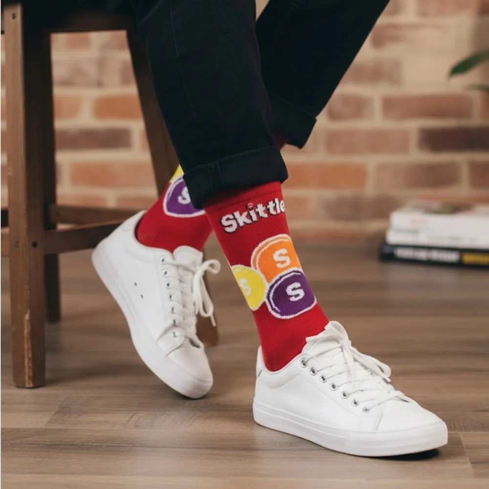 2 pack Skittles‎ and MMs Crew Socks Bundle Mens Shoe Size 6-12 Candy 2 pack NWT